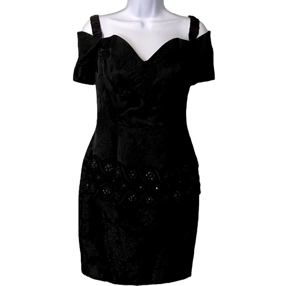 SCOTT McCLINTOCK Cocktail Black Dress Sequence Lined Women’s Size 4